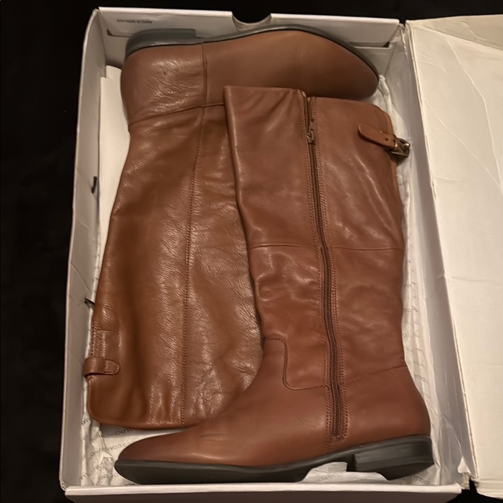 Brown Leather Knee-High Boots
